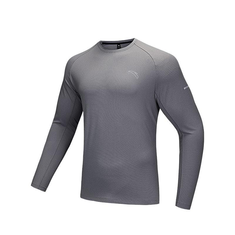 

Anta Однотонная футболка с круглым вырезом и длинным рукавом реглан, мужские топы, цвет голубиный-серый 952445402-4 S