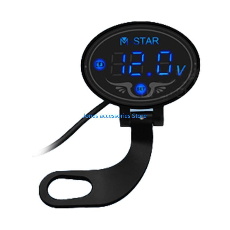 W8KD Motorcycle Accessory 9V-24V Digital Voltmeter LED Display Panel M синий