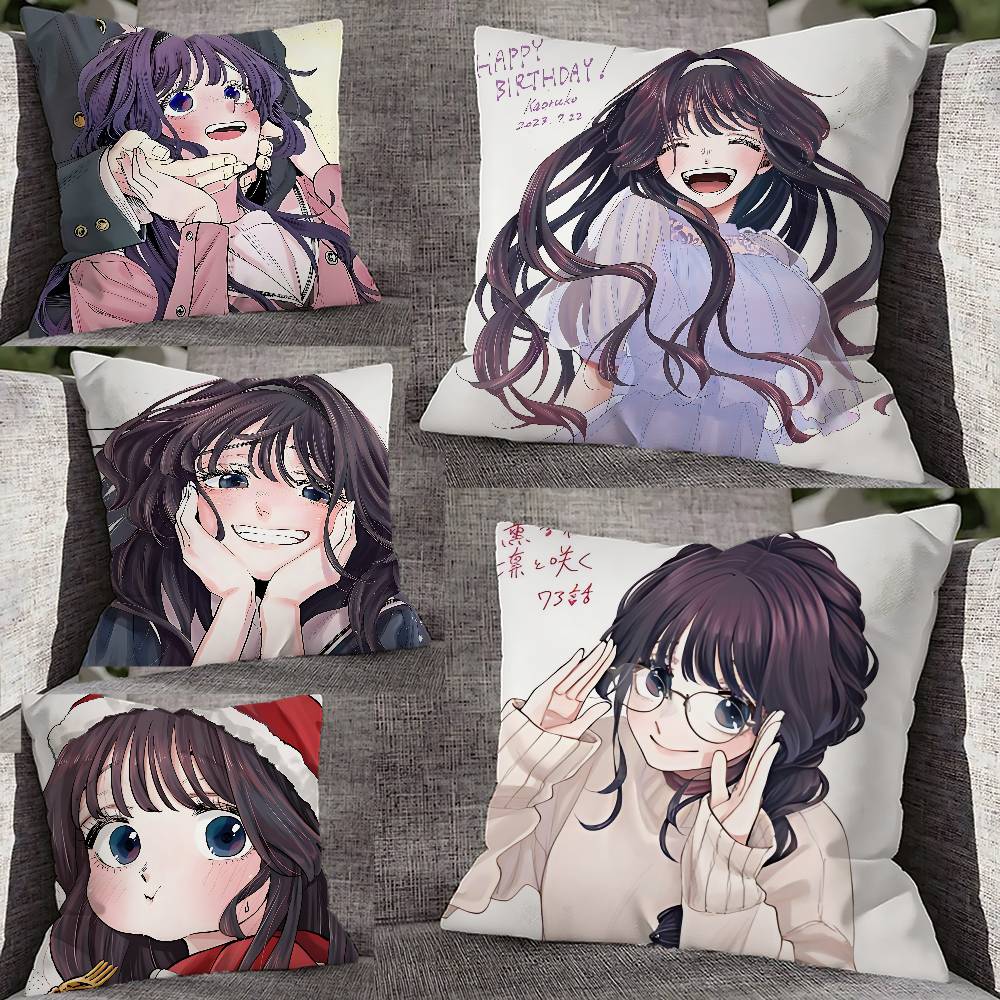 Kaoruko Waguri Hana wa Rin to Saku Pillow Case For Sofa Decor Car Office Room Printing Cushion Cover Decorations and Protector