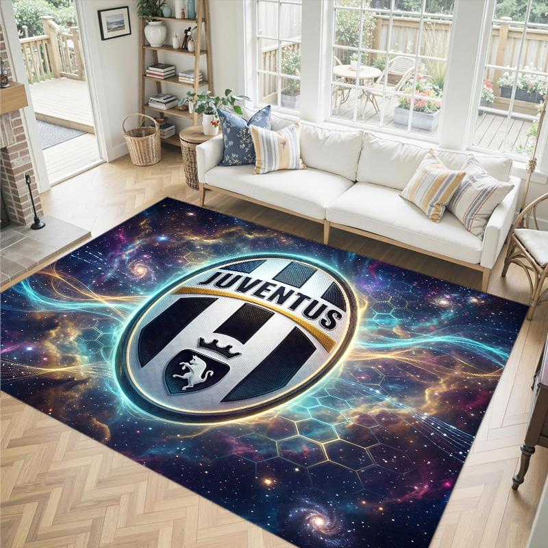 Juventus FC Design Kristall-Samt-Teppich Gemütlich Nicht?Rutschfester Teppich mit Aufdruck für Schlafzimmer Wohnzimmer Eingang