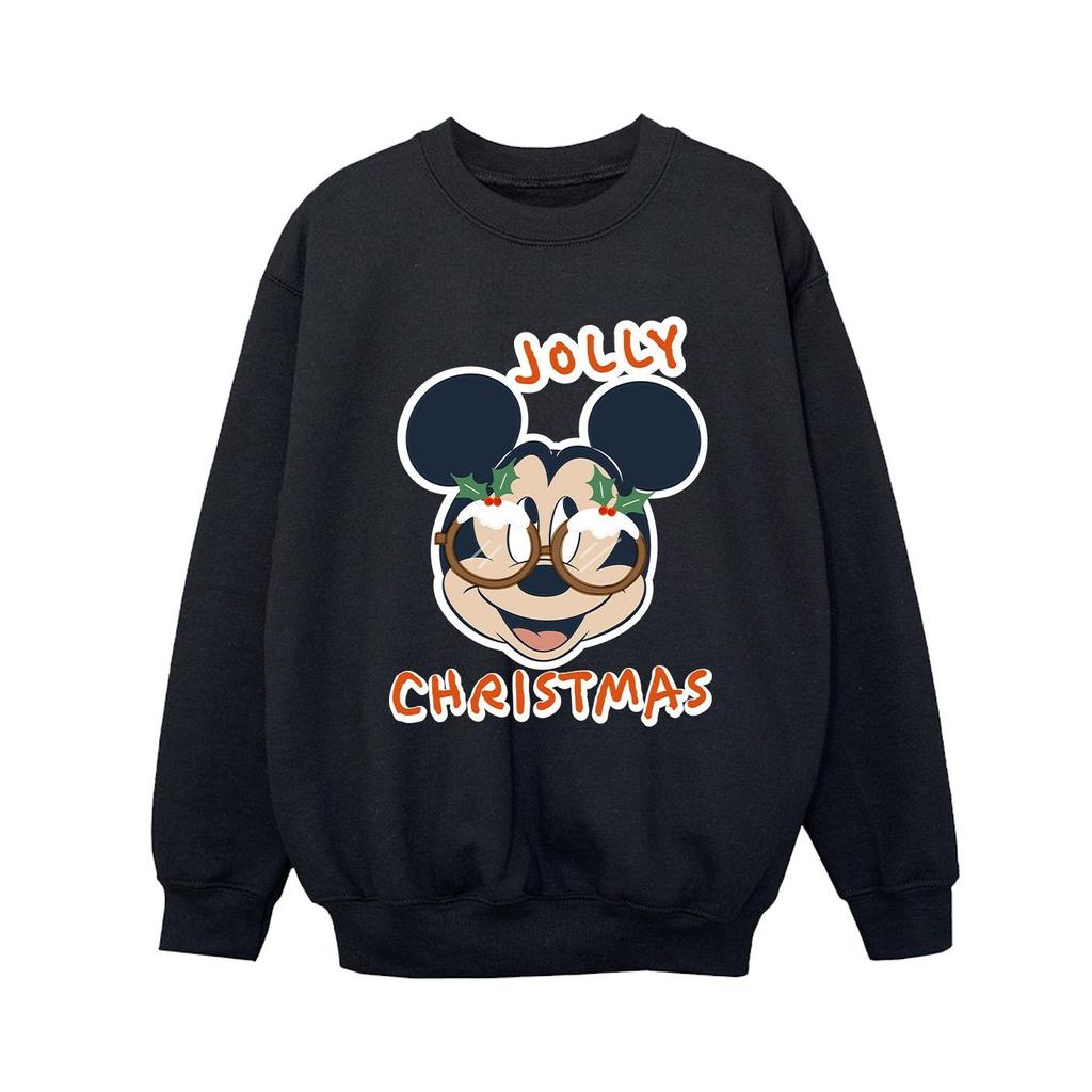 Disney Boys Mickey Mouse Jolly Christmas Glasses Sweatshirt