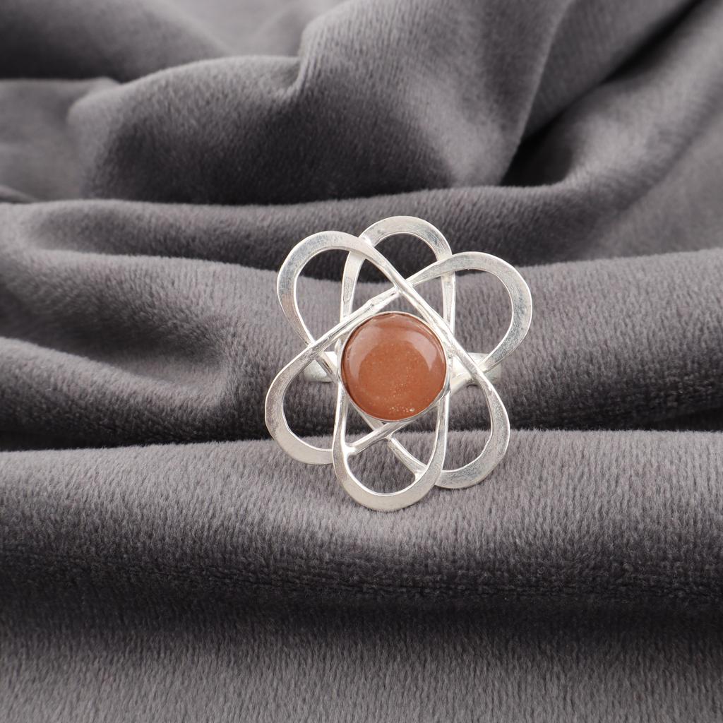 Wonderful Peach Moonstone Gemstone Jewelry, 925 Solid Sterling Silver Ring, Handmade Gorgeous Silver Ring, For Wedding Gift