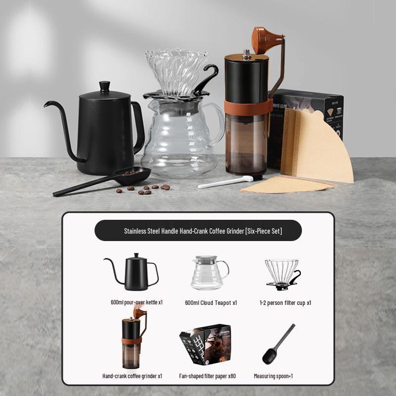 Manual Pour Over Coffee Maker Set with Hand Grinder and Filter Cup