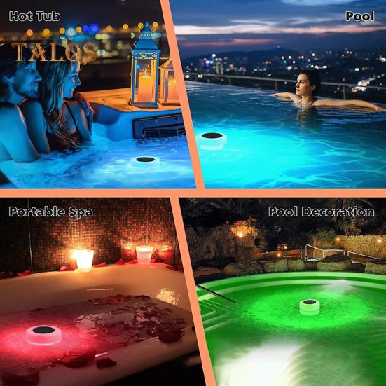 Solar Pool Chlorine Floater with Light Chlorine Tablet Floater Pool Chlorine Dispenser Colorful Light Chlorine Floater for Hot Tub