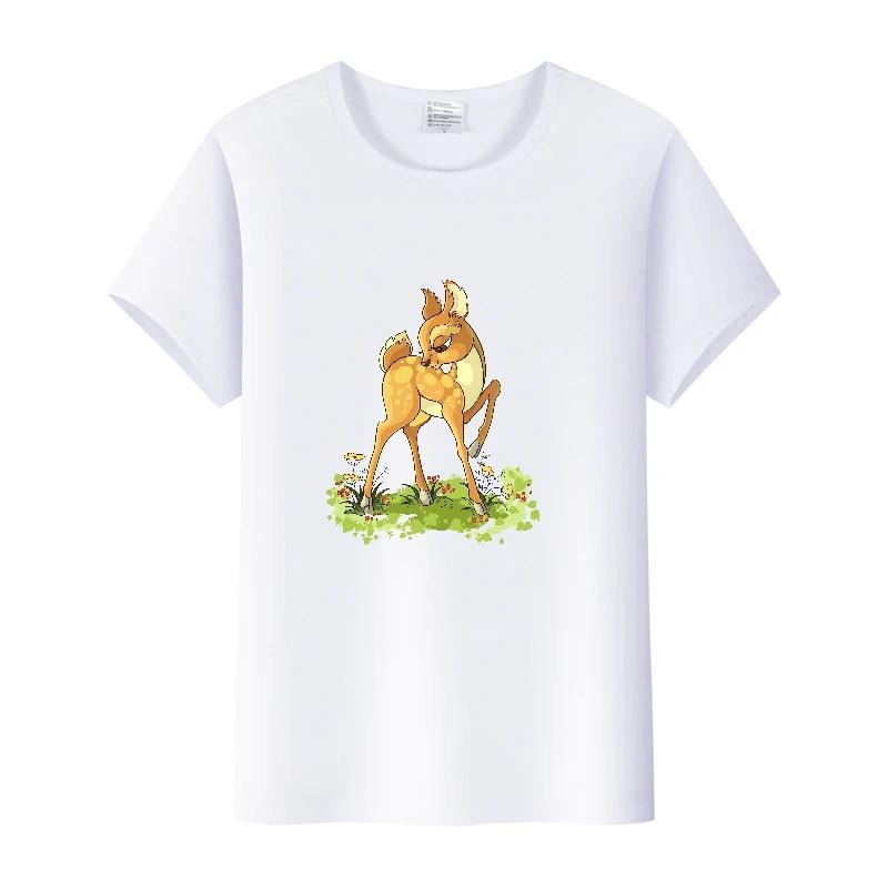Vintage Plus Size Clothes Y2K Tshirt Kawaii Tops Cartoon Bambi Graphic T-shirt Summer Blouses White Tees Unisex