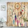 1pc Dreamcatcher Pattern Shower Curtain with Indian Feather Design for Bathroom Decor Polyester Fabric Includes 12 Hooks