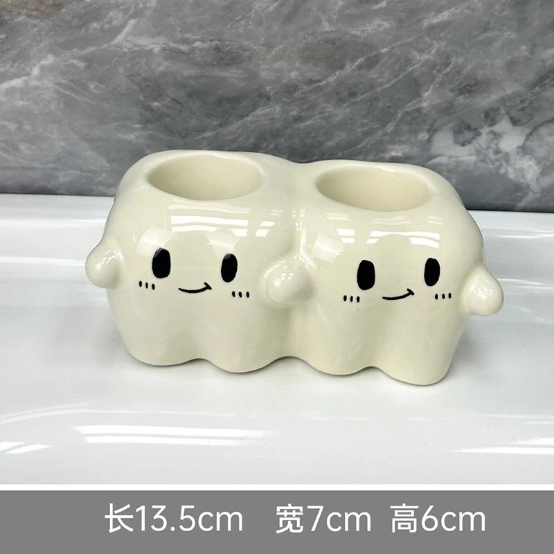 Electric Toothbrush Holder Ceramic Soft Cute Shelf Toothpaste Washstand Toothbrush Household Storage Rack Toothbrush Holder