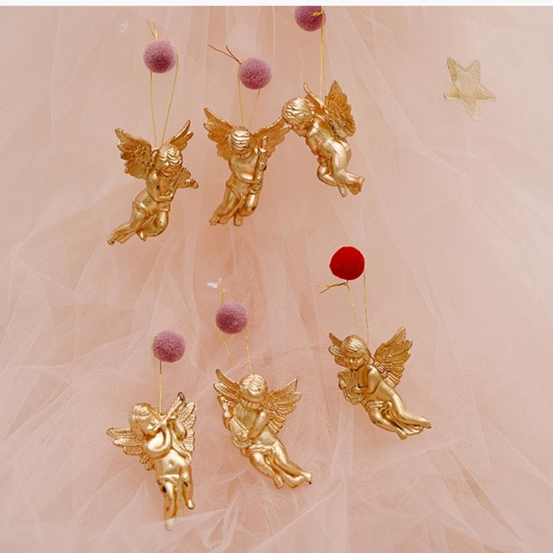 6pcs Christmas Angel Pendant Gold Silver Creative Little Angel Christmas Tree Doll Decor