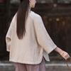 Johnature Women Vintage T-Shirts Spring Chinese Style Solid Color Soft O-Neck Seven Sleeve Female T-Shirts