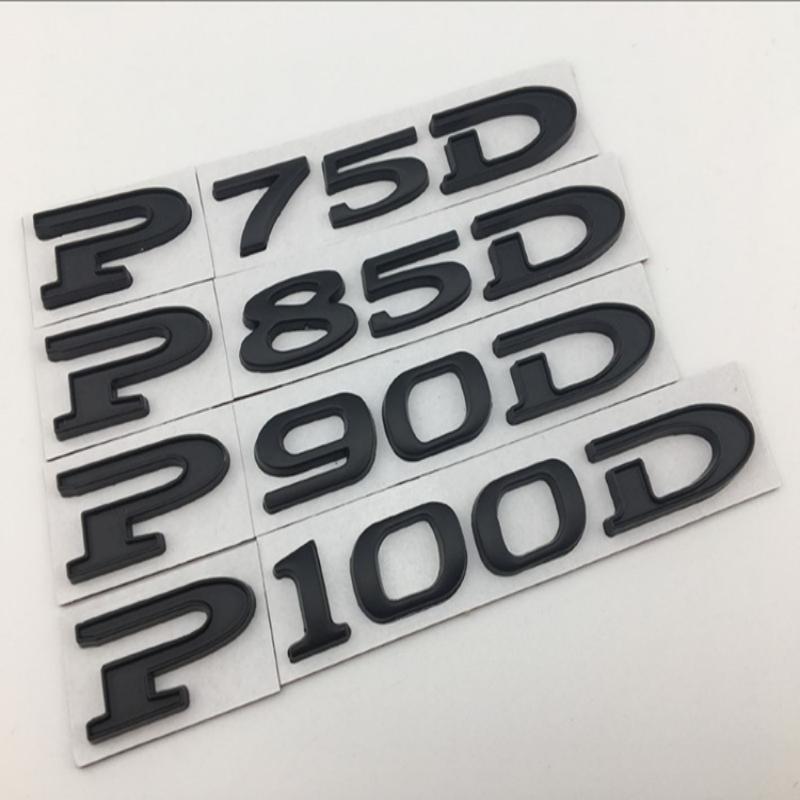 P75D P85D P90D P100D Underline metal Letters Emblem for Tes la Mo del 3 Mo del X Mo del S Car Styling Trunk Badge Sticker