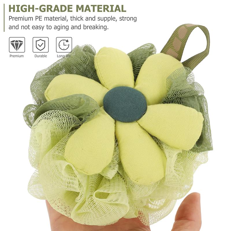 Bath Flower Shower Loofah Reusable Body Scrubber Exfoliating Mesh Bath Accessories For Kids Adults Lanyard Included Soft PE