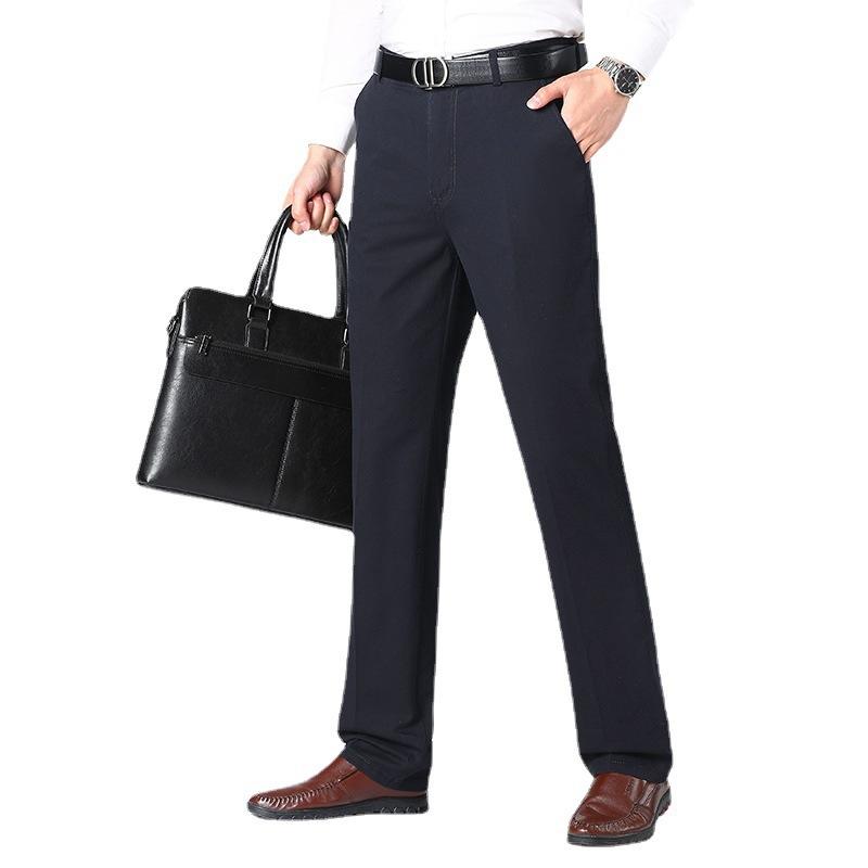 Pantaloni da completo casual sottili da uomo in cotone Pantaloni larghi elasticizzati alla moda classica da lavoro Abbigliamento di marca maschile