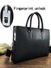 Men's High-End Genuine Leather Briefcase with Anti-Theft Fingerprint Lock - Single Shoulder Crossbody Business Handbag