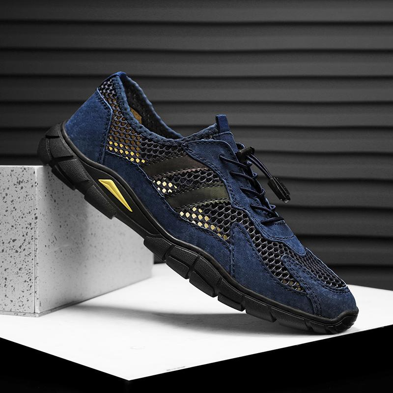 Fashion Men Shoes New Mountaineering Mesh Hollow Breathable Platform Casual Sports Outdoor Anti Slip Running Shoes Large Size 46