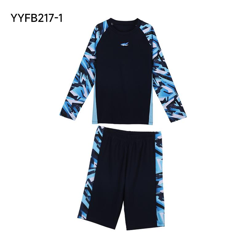 

2025 Kids Long Sleeve Sunscreen Swimsuit - Plus Size One-Piece Swimwear 140 темно-синий