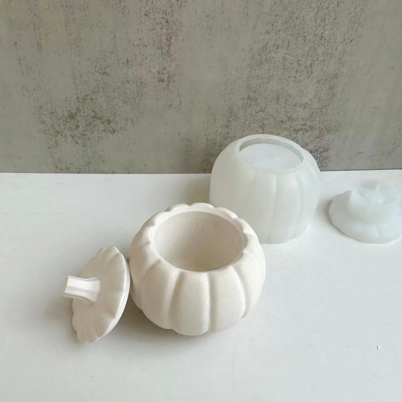 Creative Pumpkin Storage Box Aromatherapy Candle Silicone Mold Halloween Plaster Cement Epoxy Resin Cake Molds Home Ornaments