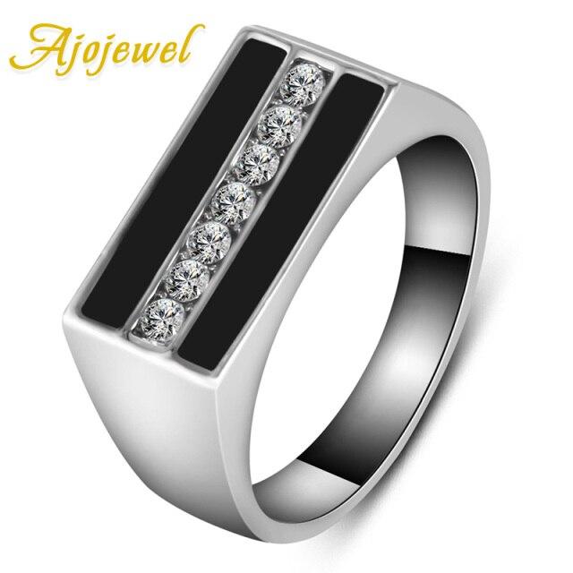 Ajojewel Size 7 12 Classic Gold Color Color Rhinestone Men Rings Black Enamel Male Finger Rings Best SellingClassic Finger Ring