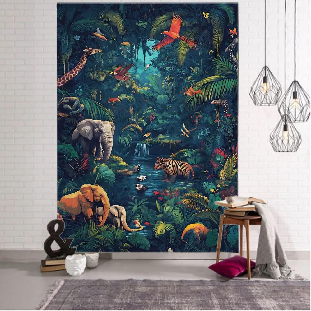 Flower, Bird, Plant Tapestry, Animal Wall Hanging Cloth, Hippie Kawaii Room Decoration Aesthetics, Bohemian Wall Decoration