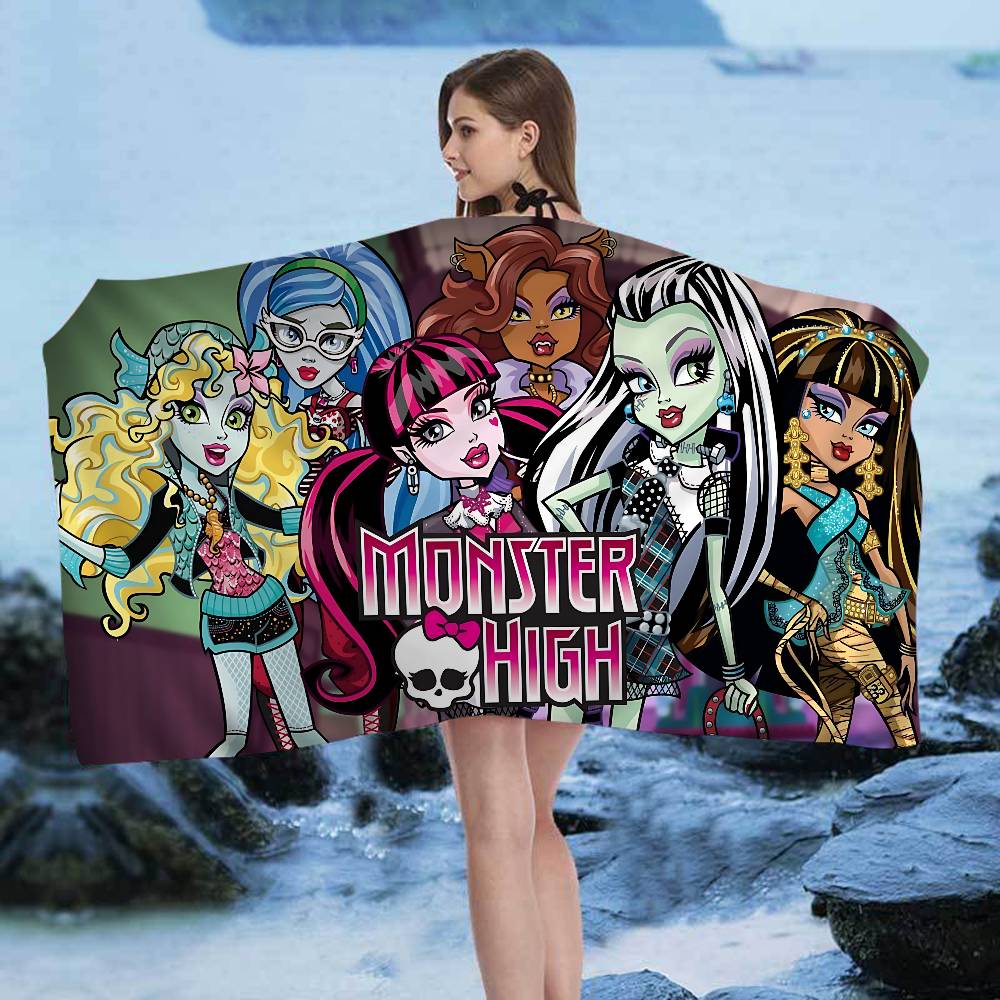 Cartoon M-monster High Classic Anime Beach Swimming Towel Soft Absorbent Washcloth Children's Gifts for Kids Travel Camping Gym