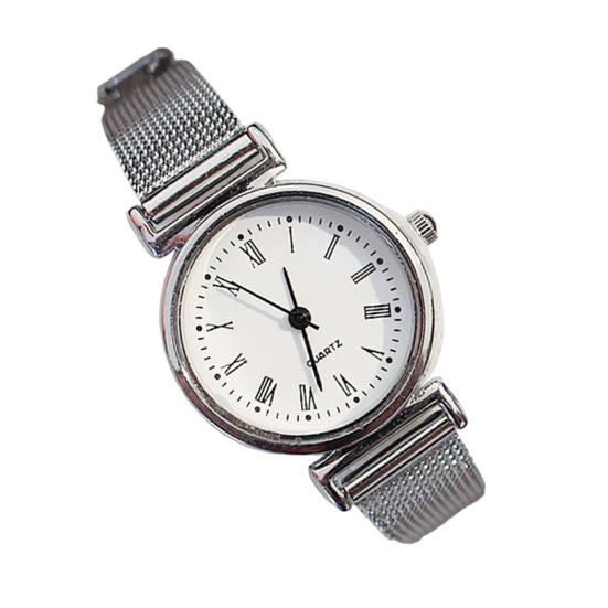Dame Kvartsverk Klokke Sirkulær Skive Armbåndsur med Legeringsreim Damer Retro Analog Klokke for Hverdagslig Bruk Arbeid Dato
