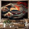 Anime-Themed Japanese Wave Tapestry - Decorative Art Wall Hanging for Living Rooms Bedrooms Dorms - Easy Care Wall Decor