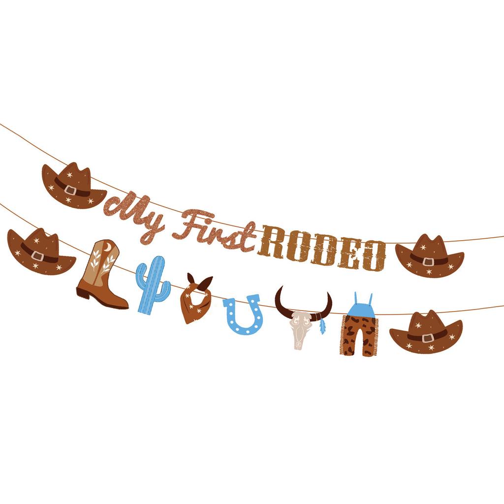 Cowboy Theme Birthday Party Supplies Various Featuring Horse Designing Plates and Plates Flags and More