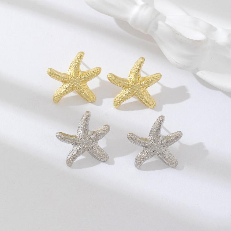 Modne kolczyki z rozgwiazdą w stylu kurortu plażowego Proste kolczyki w kształcie gwiazdy z designem podkreślającym temperament