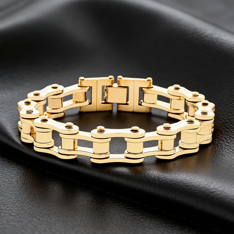Pulsera Punk de Cadena de Motocicleta Rock Niche para Hombres - Acero Inoxidable Estilo Europeo Americano
