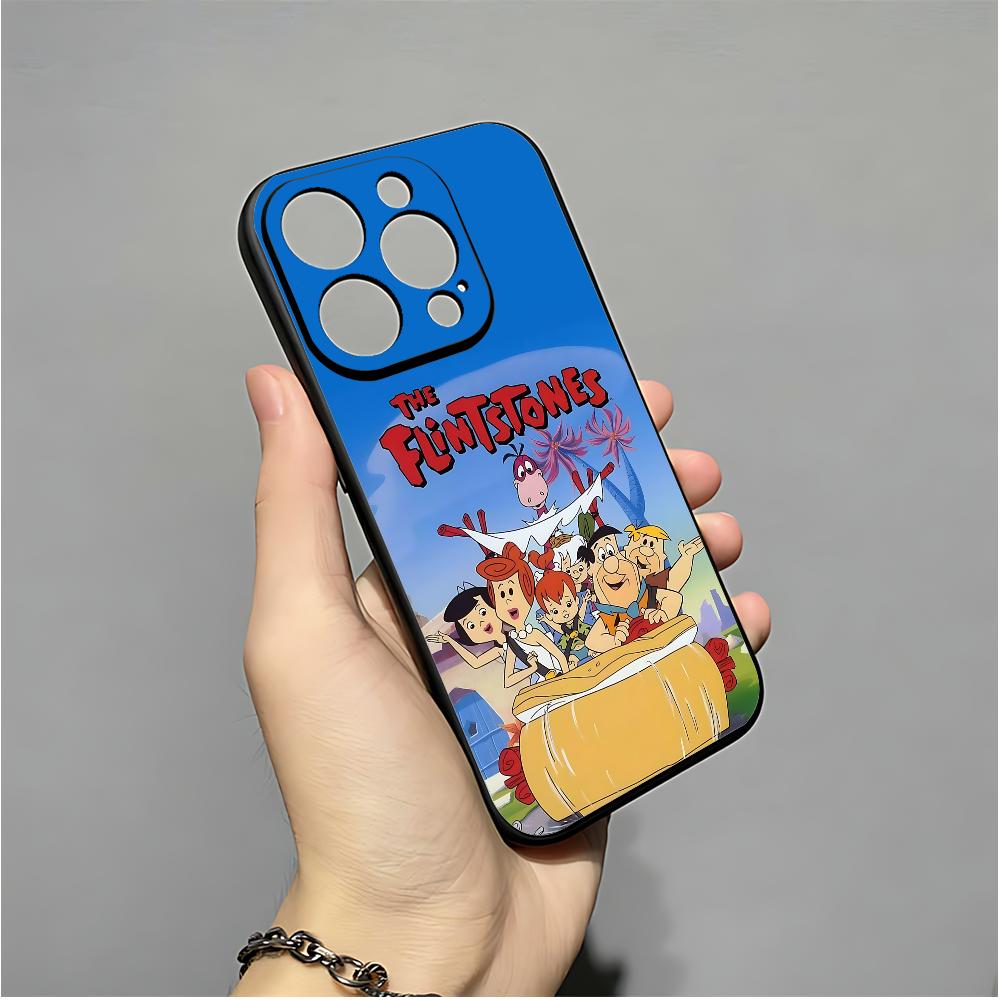 

R-Cartoon The F-Flintstones Phone Case For IPhone 16,15,14,13,12,11,XS,XR,X,8,7,Pro,Max,Plus,mini Silicone Black Cover iphone15