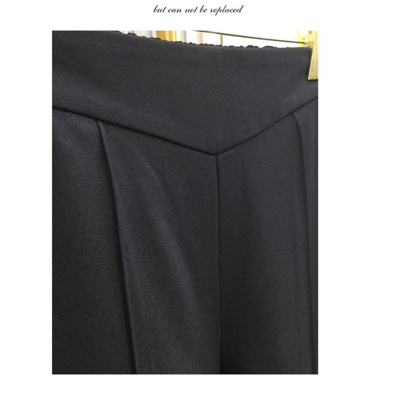 Plus Size Women High Waist Split Flare Long Black Casual Pants