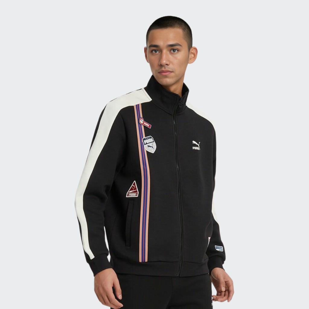 Puma Team Badge Zipper Jacket With Stand Collar Men Jackets Black 677375-01