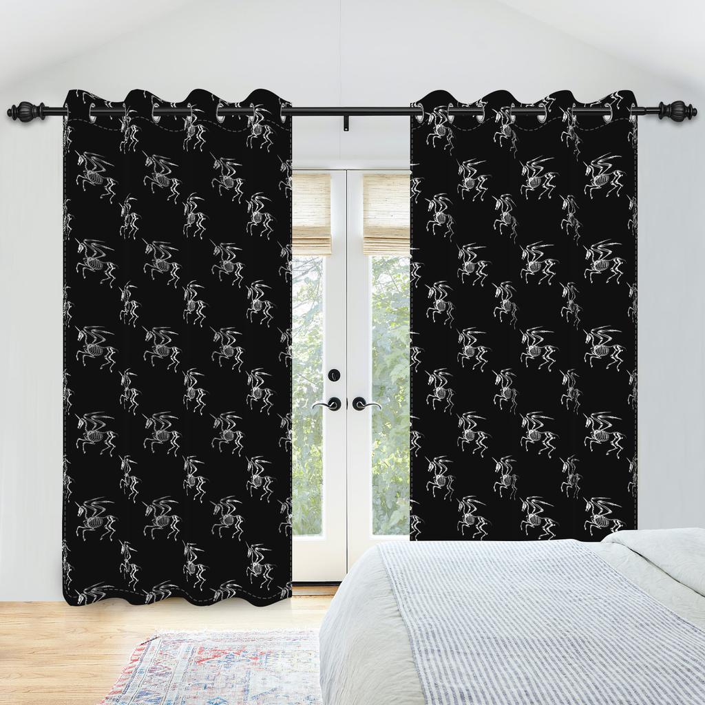 2pcs/set Horror Halloween Window Curtain Bat Spider Pumpkin Ghost Haunted House Home Decor Blackout Polyester Fabric Curtains
