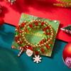 3pcs/set Christmas Red Green Crystal Xmas Tree Santa Claus Beaded Bracelets For Women Men Cute Bangle New Year Jewelry
