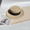 Small fresh letter webbing flat top straw hat female summer seaside photo shoot sun protection shade sand sun hat male