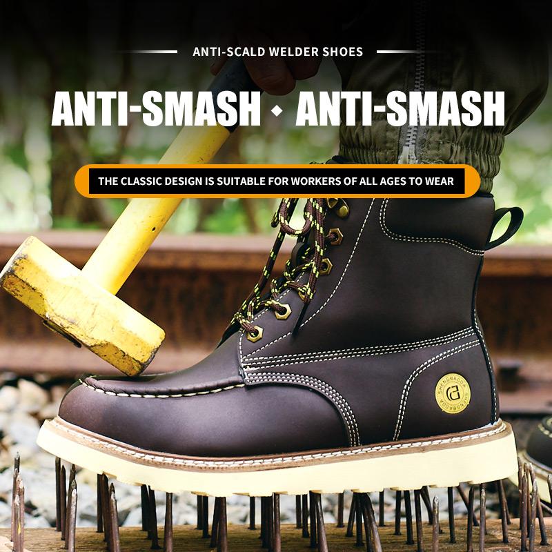 Wasserdichte Arbeitssicherheitsschuhe Stahlkappenschuhe Herrenstiefel High-Top Arbeitsstiefel Durchstichfeste Schutzschuhe Lederstiefel Sicherheit
