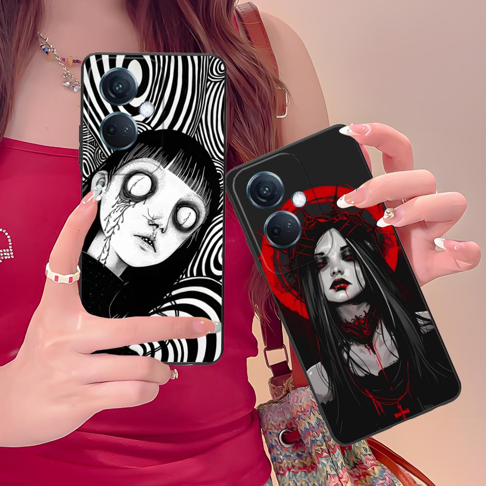 Terror Gothic Art Mobile Phone Case for OPPO Reno 14 13 12 11 10 9 8 7 6 5 F T Pro 5G Colorful Printing Cover Luxury Pretty