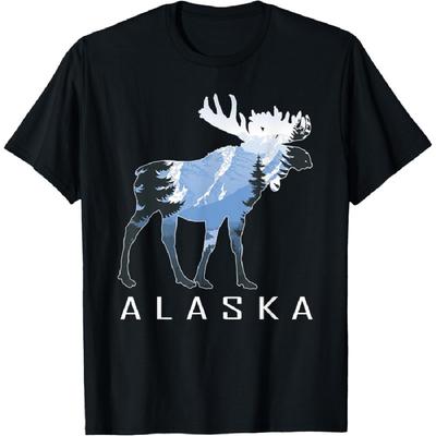 T-shirt Souvenir Orignal d'Alaska Montagnes d'Alaska Faune Sauvage