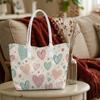 Cute Heart Print Casual Tote Bag for Daily Use Shopping