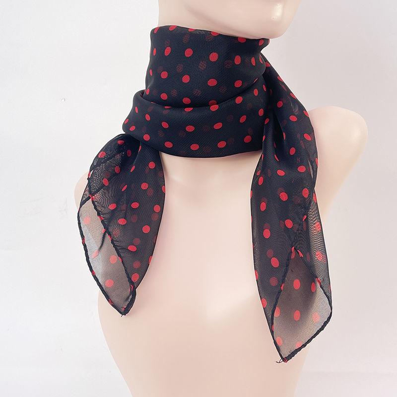 

Весенне-летний тонкий шифоновый шелковый шарф женский в горошек маленький квадратный шарф шарф квадратный шарф 65 см 65 * 65CM (10 pieces per color starting delivery)