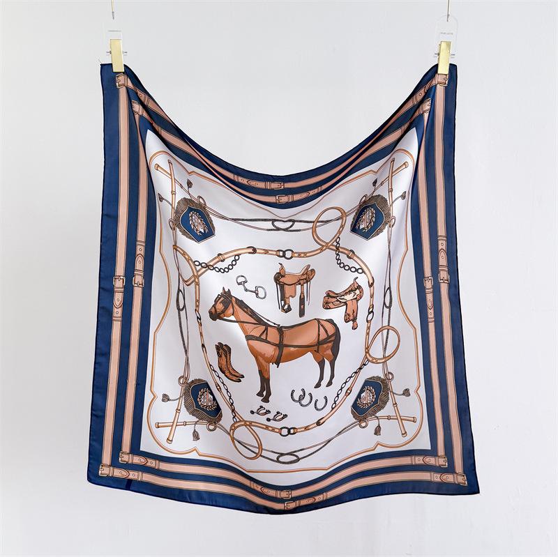 Chain Simulation Silk High-end Large Square Scarf Silk Scarf Printed Shawl Decorative Scarf Sunscreen Headscarf Scarf Female