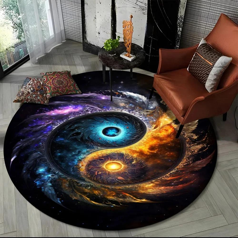 3D Naturalize Yin and Yang Chinese Tai Chi Round Carpet Circle Area Rug for Living Room Bedroom Decor Doormat Non-slip Floor Mat