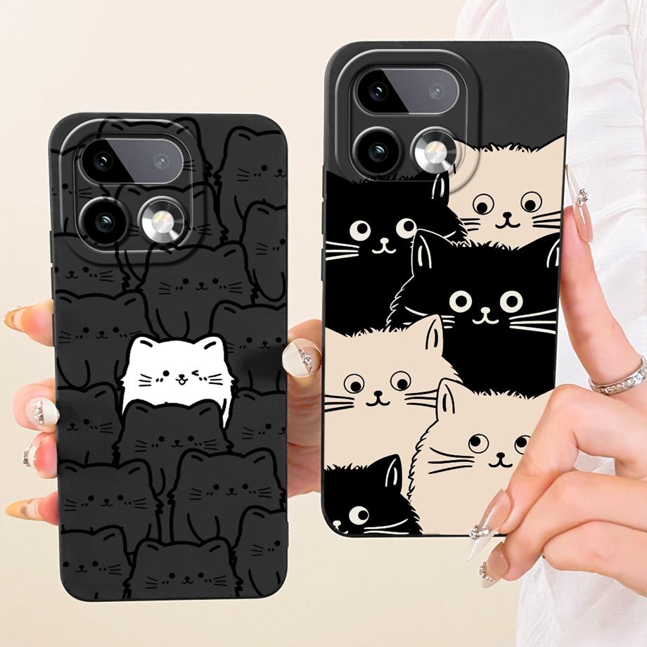 Cute Cartoon Black Cat Dragon Soft Silicone Case For Realme 16 Pro Pro+ Realme16 Back Cover Shockproof Shell Anti-scratch Bumper