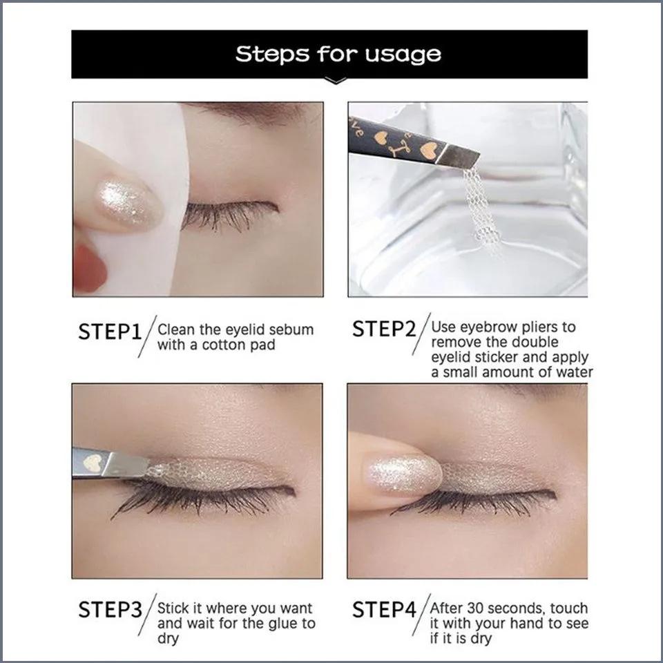 Water Activated Lace Double Eyelid Tape with Applicator and Tweezers for Natural Look Easy to Use and Durable Adhesive Strips for Eyelid Shaping