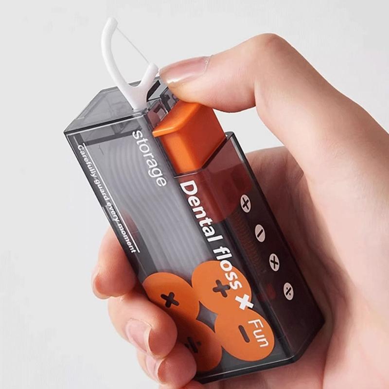 Ergonomic Floss Pick Storage Box Auto Eject Function Plastic Construction Toothpick Holder Dental Care Organiser