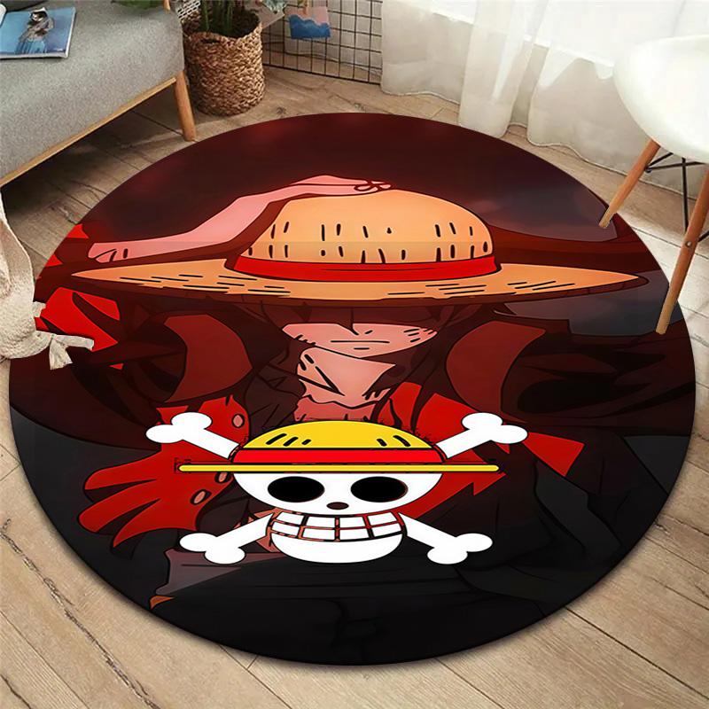 One Piece Anime Round Area Rug Carpet Rug For Living Room Bedroom Sofa Playroom Decor Nonslip Floor Mat