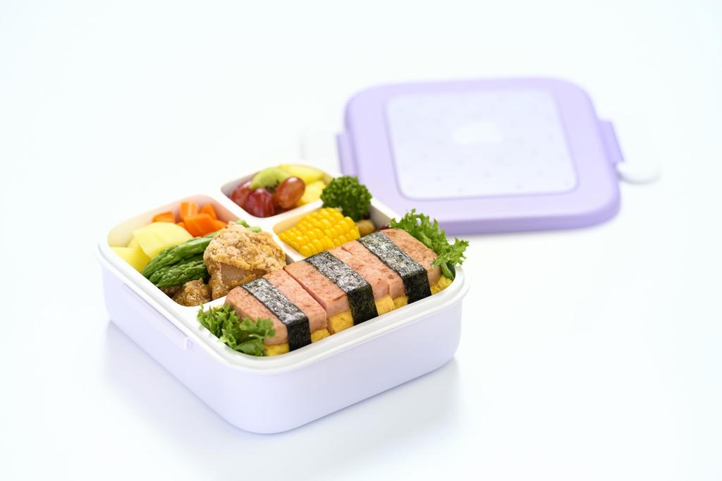 Claritte In Bento Leakproof Lunch Large Capacity Silicone Dishwasher and Microwave Safe [Made Japan] Box, Purple, Box, 800ml, Lid,
