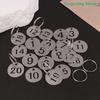 [CL]20 Pcs Stainless Steel Number Plate Key Label Tags Chain Labels Round Rings Suitcase Identifiers Hanging Keys Numbered[CL]
