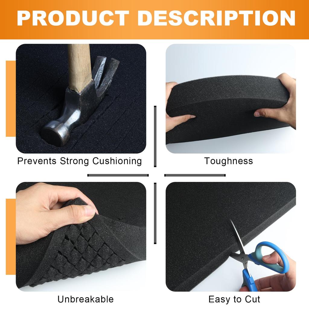 4 Pack Pre-Cut Tool Box Foam,Tool Case Shadow Foam Inserts,Foam Insert for Transportation,Premium Foam Cutting for Packaging