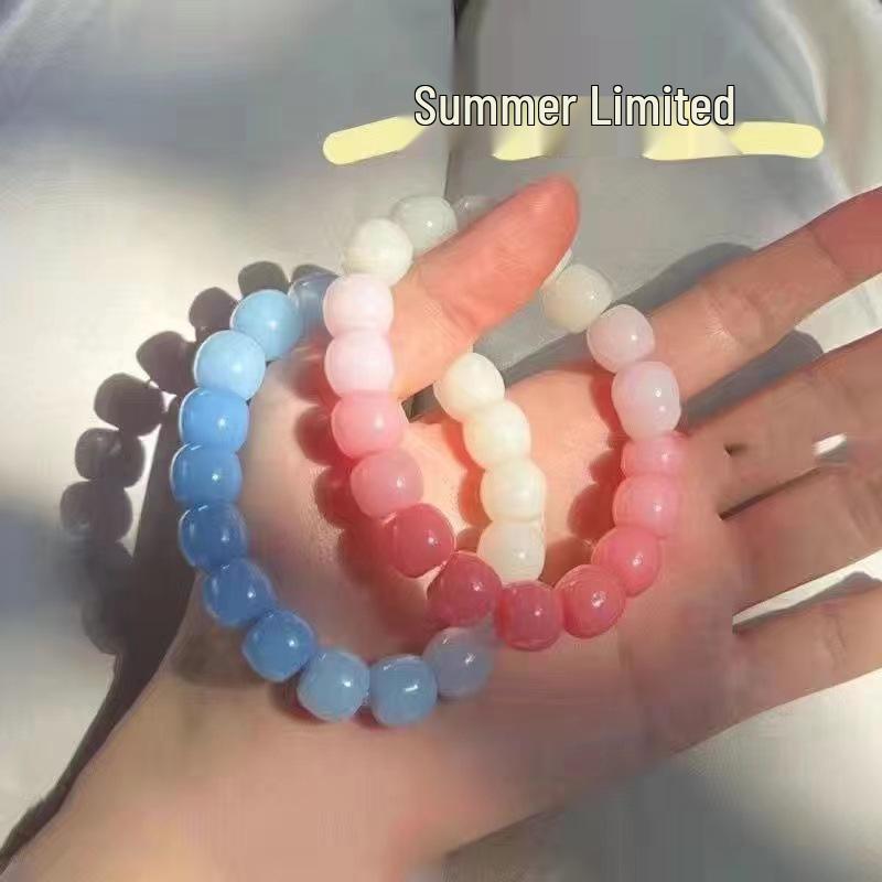 Xiaohongshu Style Soft Gradient Pink Bracelet for Students: Ice Transparent Finger Wrap Around Beads - Perfect for Gifting Besties.