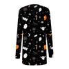 Cappotto da giacca cardigan di media lunghezza con stampa casual di Halloween alla moda da donna